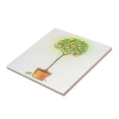 Gemalter Aquarellzitrusfruchtbaum im Topf Fliese (Seite)