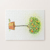 Gemalter Aquarellzitrusfruchtbaum im Topf Puzzle (Horizontal)