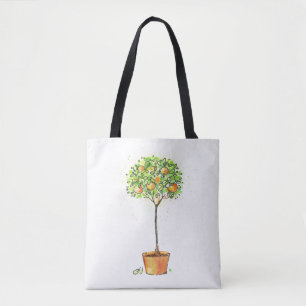 Gemalter Aquarellzitrusfruchtbaum im Topf Tasche