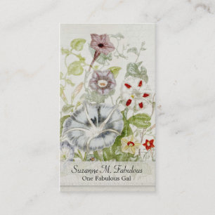 Gemalter Convolvulus-Blumenstrauß Vintage-Schrift Visitenkarte