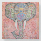 Gemalter Elefantwatercolor-Kunst-Stein-Untersetzer Steinuntersetzer (Vorderseite)