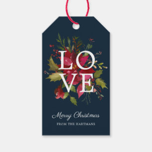 Gemalter Feiertag der Poinsettia-  Geschenkanhänger