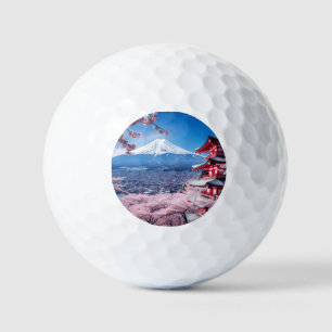 Gemalter Fuji-Berg in Kirschblütensaison Golfball