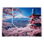 Gemalter Fuji-Berg in Kirschblütensaison Große Geschenktüte (Vorderseite)