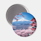 Gemalter Fuji-Berg in Kirschblütensaison Magnet (Vorderseite/Rückseite)