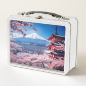 Gemalter Fuji-Berg in Kirschblütensaison Metall Brotdose (Vorderseite)