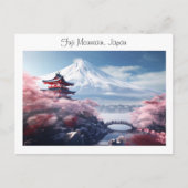 Gemalter Fuji-Berg in Kirschblütensaison Postkarte (Vorderseite)