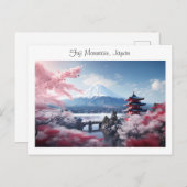 Gemalter Fuji-Berg in Kirschblütensaison Postkarte (Vorne/Hinten)
