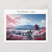 Gemalter Fuji-Berg in Kirschblütensaison Postkarte (Vorderseite)