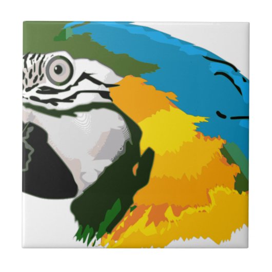 Gemalter gelber blauer Macaw-Papagei Fliese (Vorderseite)