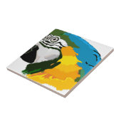 Gemalter gelber blauer Macaw-Papagei Fliese (Seite)