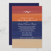 Gemalter Herbst-Sand, Meer u. Seemöwen Wedding | Einladung (Vorne/Hinten)