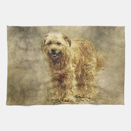 Gemalter Hundeabdruck Geschirrtuch (Horizontal)