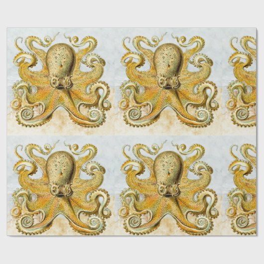 Gemalter Nautischer Kraken Tintenfisch Vatertag Geschenkpapier (Flach)