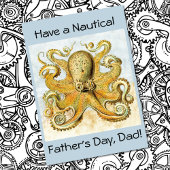 Gemalter Nautischer Kraken Tintenfisch Vatertag Karte