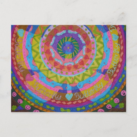 Gemalter Schmetterling mit Postkarte (Vorderseite)