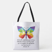 Gemalter Schmetterling mit Vers von Ecclesiastes 3 Tasche (Vorderseite)