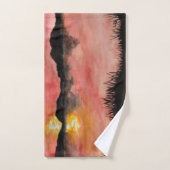 Gemalter Sonnenuntergang Aquarell/Tusche - Badhan Badhandtuch Set (Handtuch)