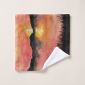 Gemalter Sonnenuntergang Aquarell/Tusche - Badhan Badhandtuch Set (Waschlappen)