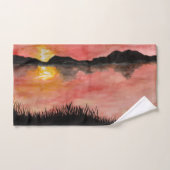 Gemalter Sonnenuntergang Aquarell/Tusche - Badhan Badhandtuch Set (Handtuch)