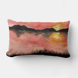 Gemalter Sonnenuntergang Aquarell/Tusche -  Badhan Lendenkissen