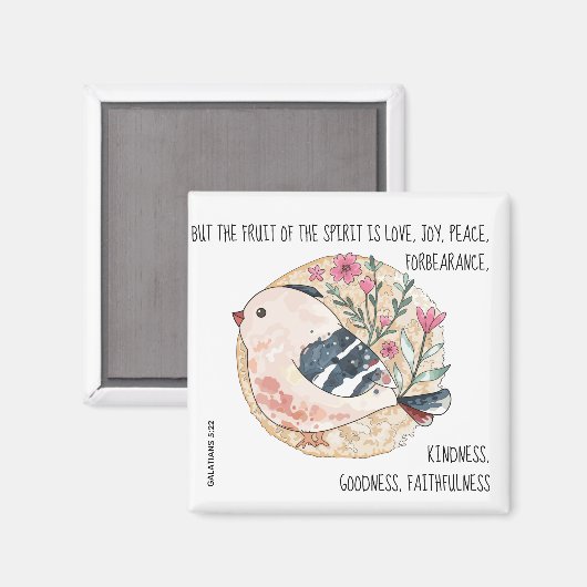 Gemalter Vogel mit Verse über Frieden (Galaten 5:2 Magnet (Vorderseite/Rückseite)