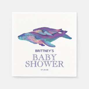 Gemalter Wal mit Kalb   Babydusche Napkin Serviette