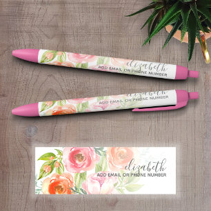Gemalter Watercolor-Blumen-Kalligraphie-Name Kugelschreiber