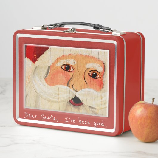 Gemalter Weihnachtsmann stellen auf Sperrholz und Metall Brotdose (Beispiel)