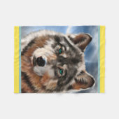 Gemalter Wolf in der Mondschein-Fleece-Decke Fleecedecke (Vorderseite (Horizontal))
