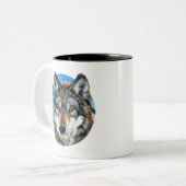 Gemalter Wolf Zweifarbige Tasse (Vorderseite Links)
