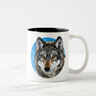 Gemalter Wolf Zweifarbige Tasse