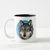 Gemalter Wolf Zweifarbige Tasse (Links)