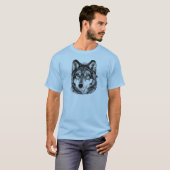Gemalter WolfGrayscale T-Shirt (Vorne ganz)
