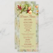 Gemalter Zaun mit Frühlingsblumen Menükarte (Vorne/Hinten)