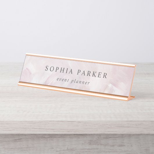 Gemaltes abstraktes | elegantes Minimalistisches Schreibtischnamensplakette (Vorderseite )