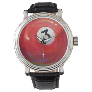 Gemaltes Ball-Muster des Pool-3 Armbanduhr