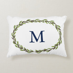 Gemaltes Blätter mongrammed Kissen