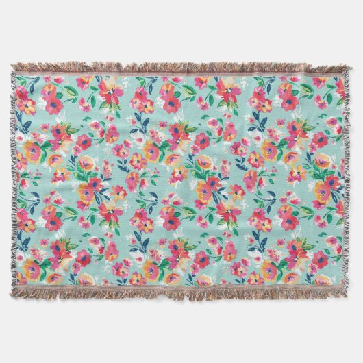 Gemaltes Blumen-Muster Decke (Vorderseite)