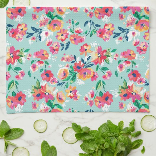 Gemaltes Blumen-Muster Geschirrtuch (Gefaltet)