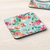 Gemaltes Blumen-Muster Getränkeuntersetzer (Linke Seite)