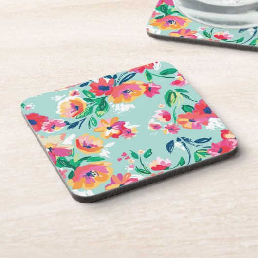 Gemaltes Blumen-Muster Getränkeuntersetzer (Linke Seite)