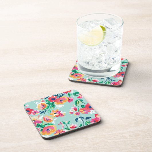 Gemaltes Blumen-Muster Getränkeuntersetzer (Rechte Seite)
