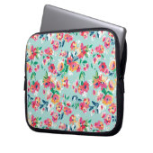 Gemaltes Blumen-Muster Laptopschutzhülle (Vorderseite Links)
