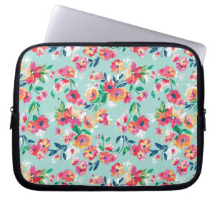 Gemaltes Blumen-Muster Laptopschutzhülle