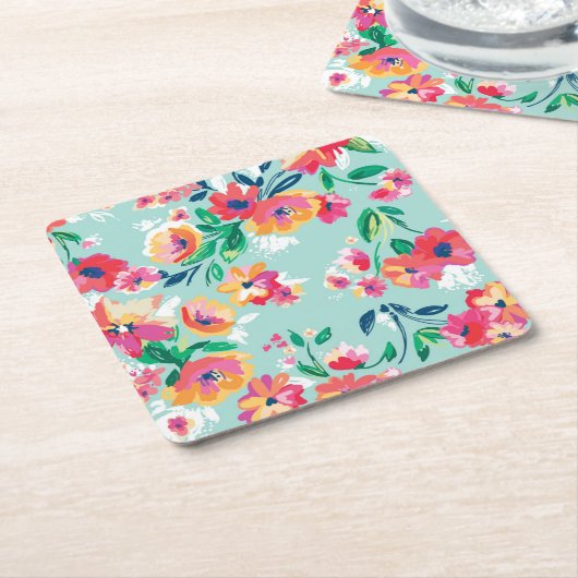 Gemaltes Blumen-Muster Rechteckiger Pappuntersetzer (angewinkelt)