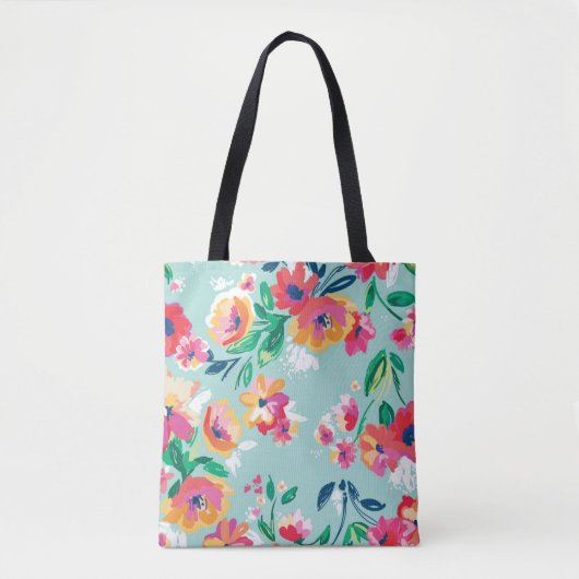 Gemaltes Blumen-Muster Tasche (Vorderseite)