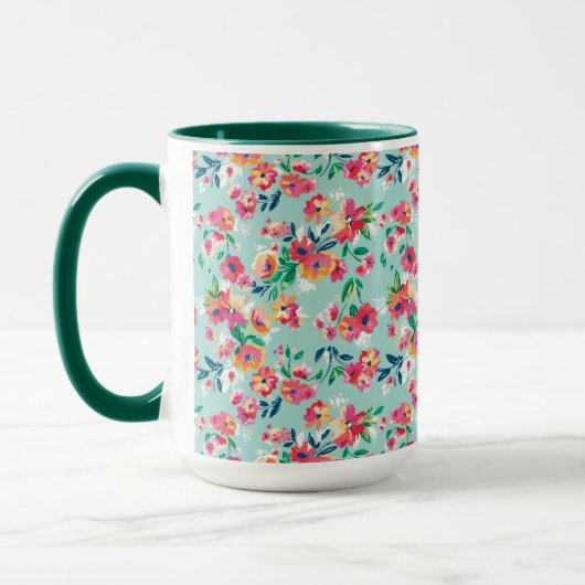 Gemaltes Blumen-Muster Tasse (Links)