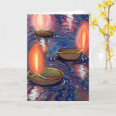 Gemaltes Deepas, das hinunter den Fluss schwimmt Karte (Gelbe Blume)