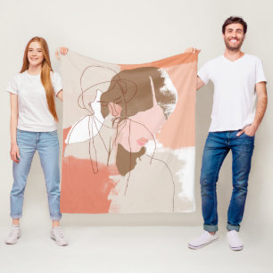 Gemaltes Konturn-Frau-Porträt Fleecedecke